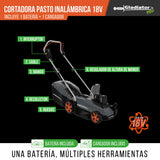 Cortadora Pasto 18V + 1 BAT 3AH + Cargador Gladiator MI-GLA-054770