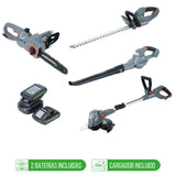 Kit Jardin Hogar - Sierra, Orillador, Soplador, Cortaseto Gladiator 18v 2BAT - MI-GLA-054512